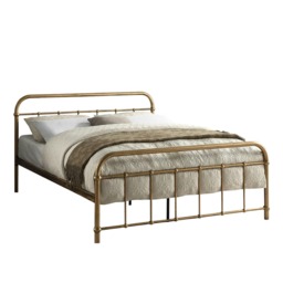 Tewin Vintage Hospital Style Brass Metal Bed Frame (Small Double) Bronze Brass Small Double