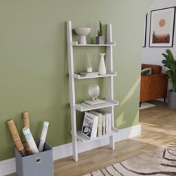 Vida Designs York 4 Tier Ladder Bookcase Display Storage, White