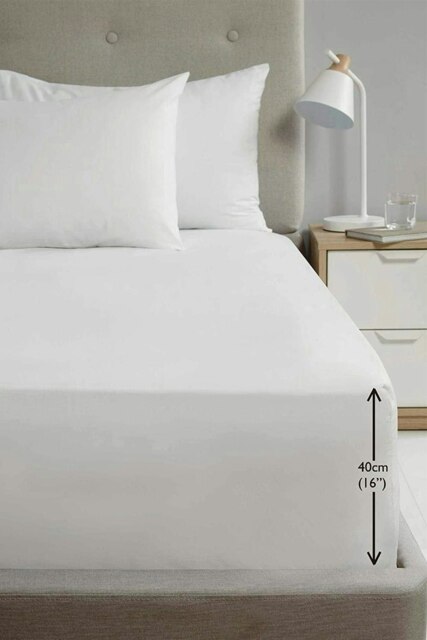 Dorchester 1000TC Hotel Quality Deep Fitted Sheets 100% Cotton - White - Double