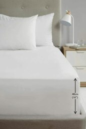 Dorchester 1000TC Hotel Quality Deep Fitted Sheets 100% Cotton - White - Double