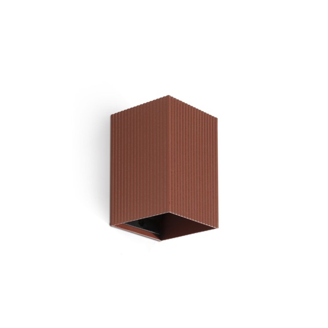 Lune Square Fluted Flush Wall Lamp Terracotta 1x GU10