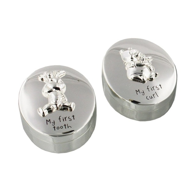 Widdop Gifts Disney Winnie the Pooh Silver Plated First Tooth and First Curl Set