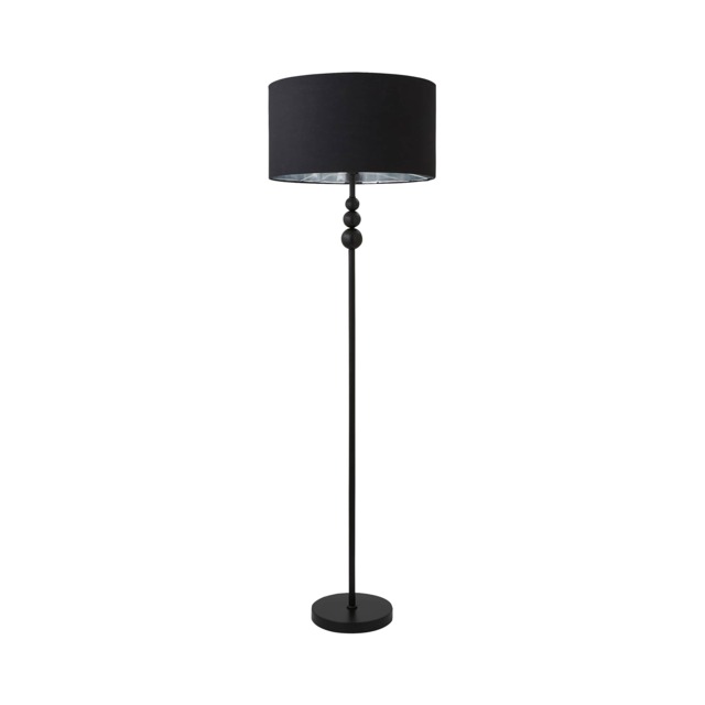 ValueLights Marissa Black Stacked Ball Floor Lamp Black Chrome Shade and Bulb