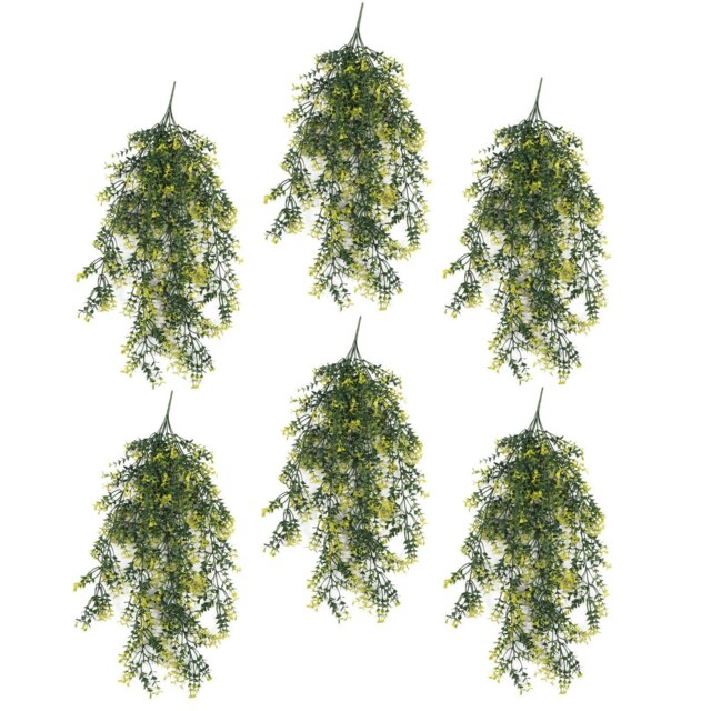 Pack of 6 x Hanging UV and Fire Resistant Artificial Variegated Plant 76cm