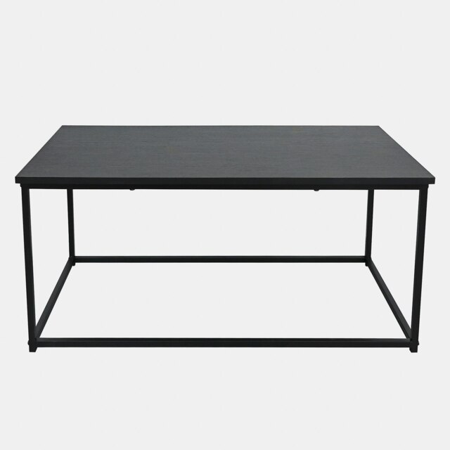 OHS Marble Top Metal Framed Home Living Room Modern Coffee Table Black 90x48x40cm