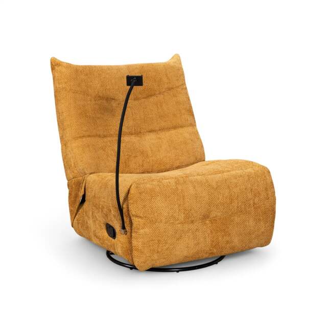 Woven Chenille Gold Manual Recliner Swivel Chair with Phone Holder GARDA