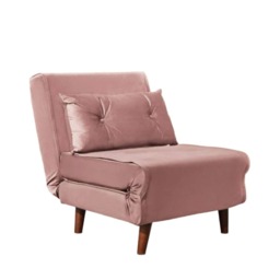 Plush Velvet Small Single Sofa Bed Chaise Chair in Pink