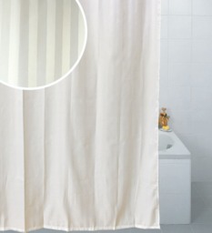 White Polyester Satin Stripe Shower Curtain 180 x 180cm