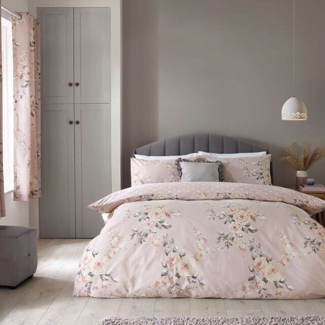 Canterbury Floral Reversible Duvet Cover Set Pink Blush Pink