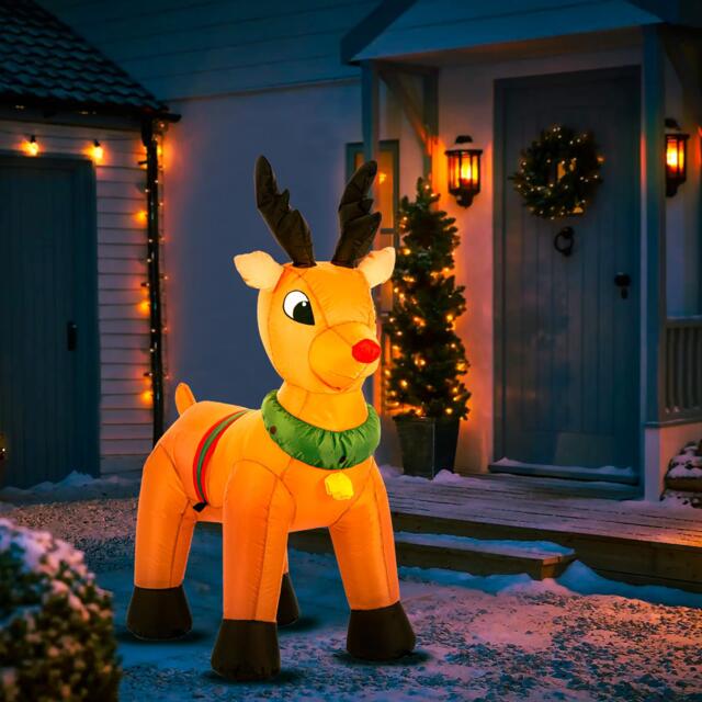 Ohs self-inflating christmas reindeer light up porch decorations