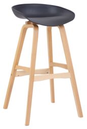 Equator Single Kitchen Bar Stool, Fixed Wooden Legs And Footrest, Premium Breakfast Bar & Home Barstool, Black