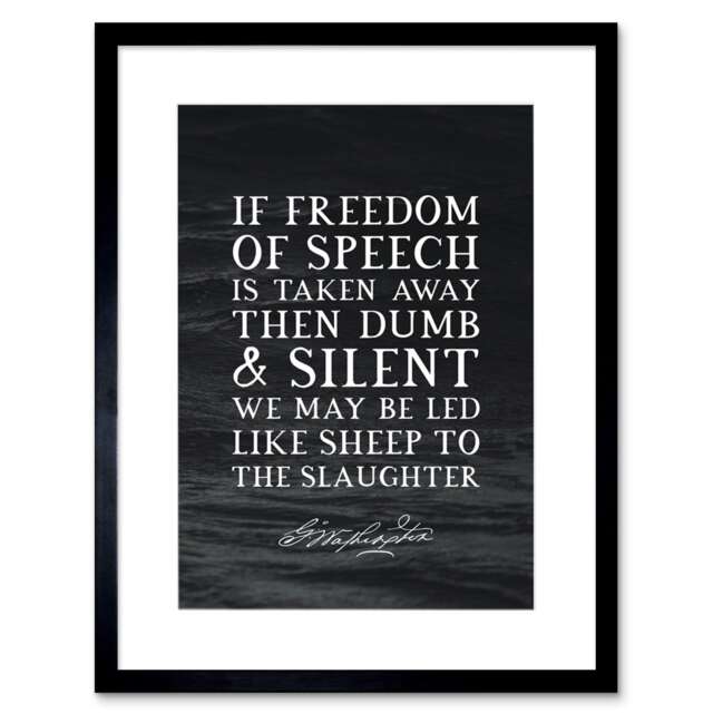 "Slate Quote George Washington Freedom of Speech 9x7"" Black Framed Wall Art Print"