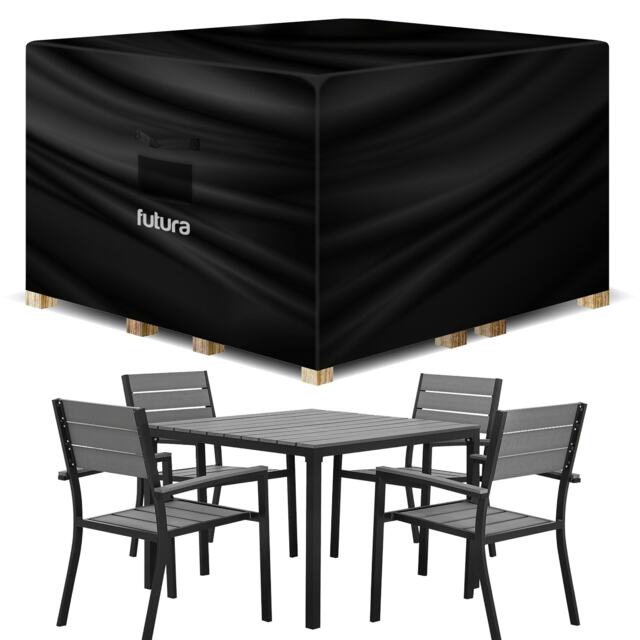 Futura Square 150x150x75cm Waterproof Garden Furniture Cover 600D Black Black 150x150x75cm 1