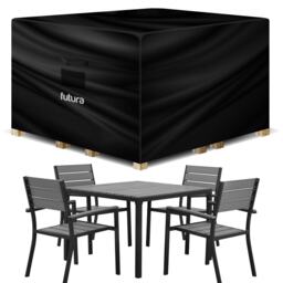 Futura Square 150x150x75cm Waterproof Garden Furniture Cover 600D Black Black 150x150x75cm 1