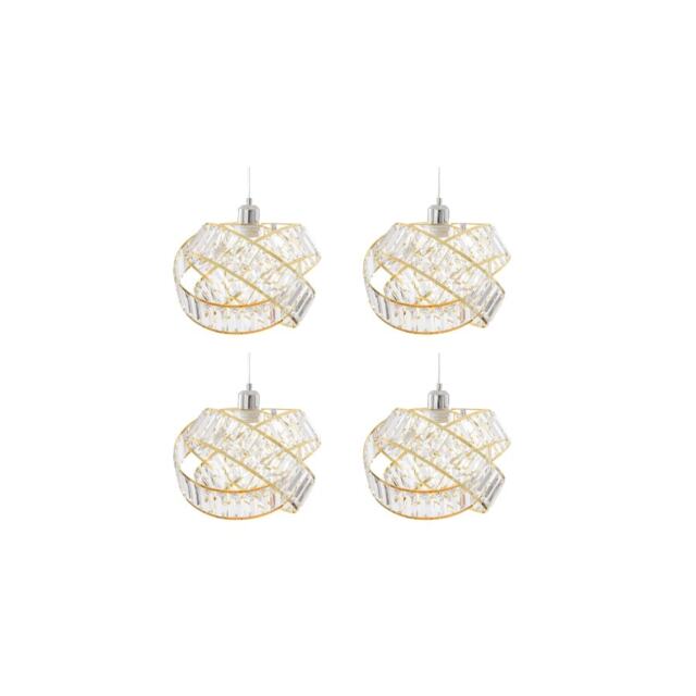 Crystal 3 Tier Interlocking Lamp Shade 31cm - Gold Gold 4 - Gold 4 Pack 4