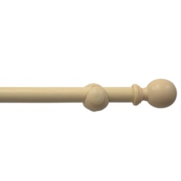Wooden Eyelet Curtain Pole, 120cm Cream