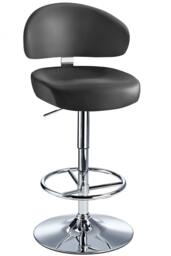Jamaica Height Adjustable Bar Stool - Black Faux Leather . Black