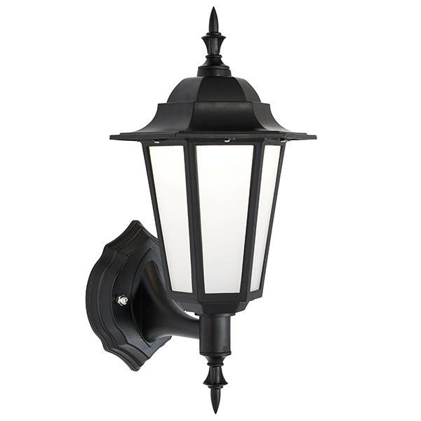 Evesham Integrated LED 1 Light Outdoor Wall Lantern Matt Black Textured, Frosted IP44
