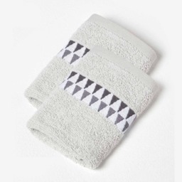 Homescapes Geometric 100% Cotton Face Cloth - Set of 2, Grey