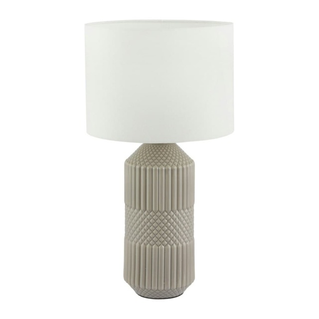 Grey Geo Textured Tall Ceramic Table Lamp