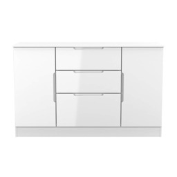 Lucca 2 Door 3 Drawer Sideboard in White Gloss & White Matt (Ready Assembled) White White Gloss & White Matt
