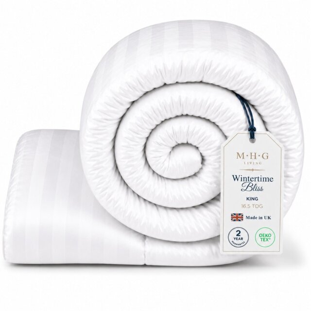 MHG Living Heavy 16.5 Tog Winter Duvet – Extra Warm Hollowfibre Quilt for Cold Nights White King