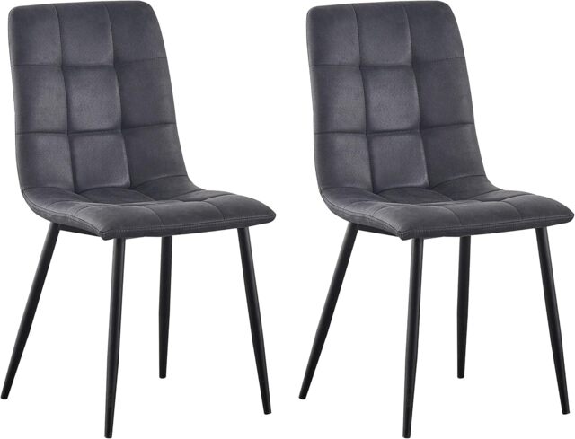Set of 2 Faux Suede Leather Dining Chairs Henri Dark Grey by MCC Direct