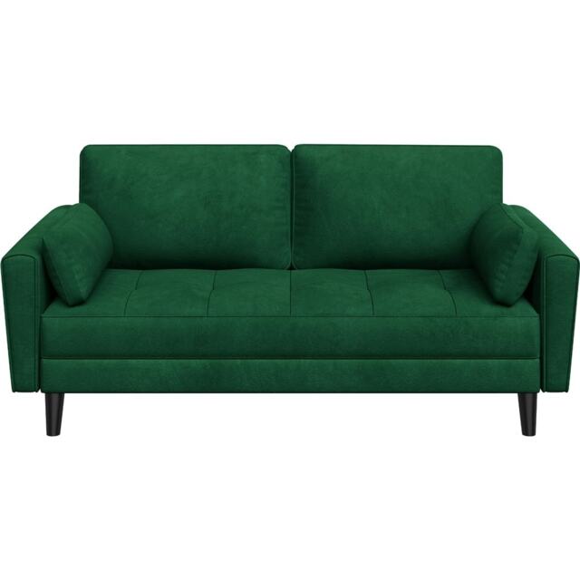 Yaheetech Fabric Upholstered Sofa 2 Seater Couch with Tufted Single Seat Cushion Green Two Seater