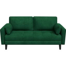 Yaheetech Fabric Upholstered Sofa 2 Seater Couch with Tufted Single Seat Cushion Green Two Seater