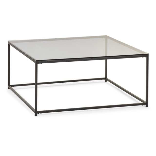 Stirling Square Coffee Table in Smoked Glass and Black