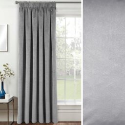 Grey Velvet, Supersoft, Blackout, Thermal (SINGLE) Door Curtain with Tape Top - 66 x 84 inch (168x214cm) Grey Grey 1