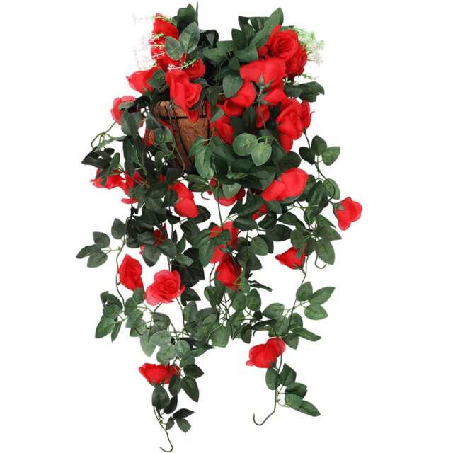 110cm Rose Flower Garland 18 Blooms Faux Silk Garland, Vine Hanging Flowers
