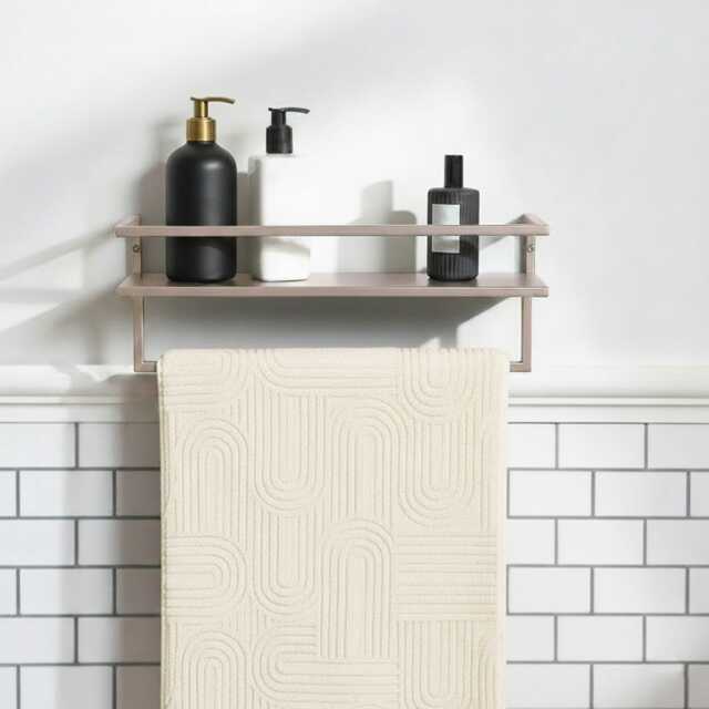 OHS Towel Rail Bathroom Shelf Space Saving Storage Unit Wall Mounted