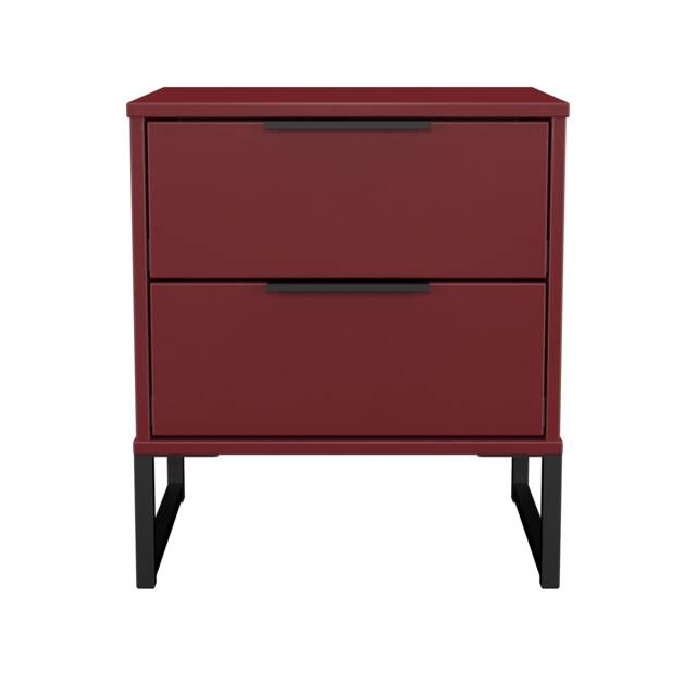 Beijing 2 Drawer Compact Bedside Cabinet in Red Matt (Ready Assembled) Red Red Matt
