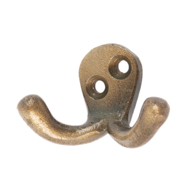 Hammer & Tongs Double Coat Hook - W50mm x H35mm - Brass Gold Brass One Size