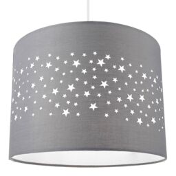 Stars Decorated Children/Kids Soft Grey Cotton Bedroom Pendant or Lamp Shade Grey Grey 1