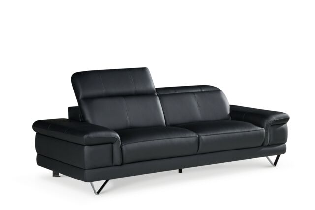 Genuine Leather Black 3 Seater Sofa CHICAGO