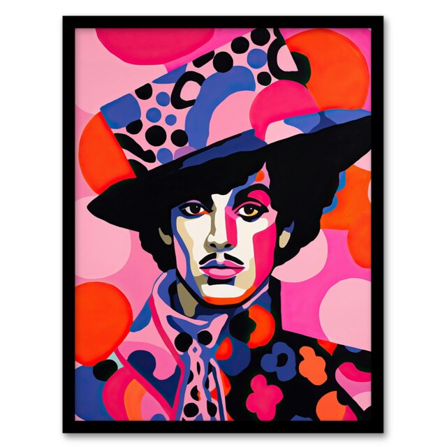 Artist Bright Portrait Pop Music Icon Home Decor Black Framed Wall Art Print A4