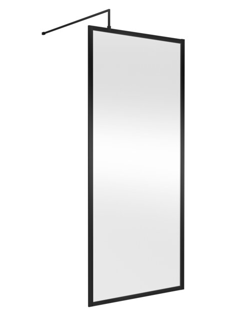 Balterley Contemporary Bathroom Shower Wetroom Screen Aluminium - Durable Full Outer Frame Wetroom Screen Black Matt Black