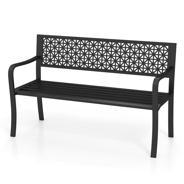 COSTWAY Outdoor 2-3-Person Patio Bench Garden Loveseat Black
