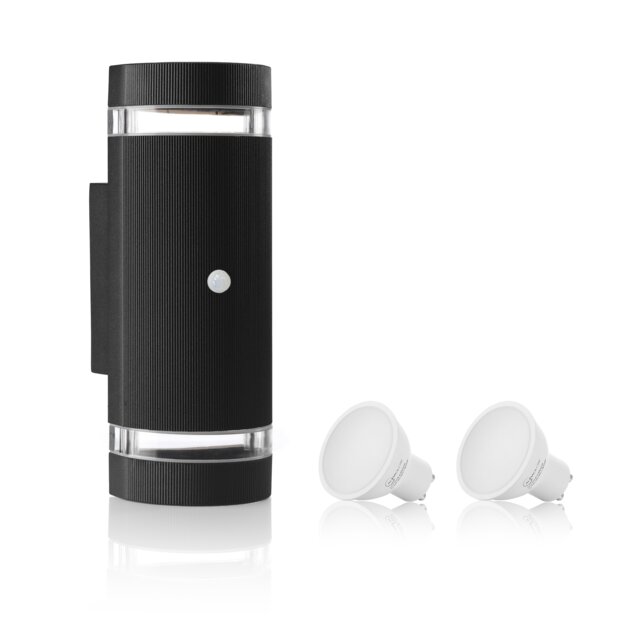 Auraglow PIR Motion Sensor Double Up & Down Wall Light - FLORENCE Silver Light Grey/Fitting Only