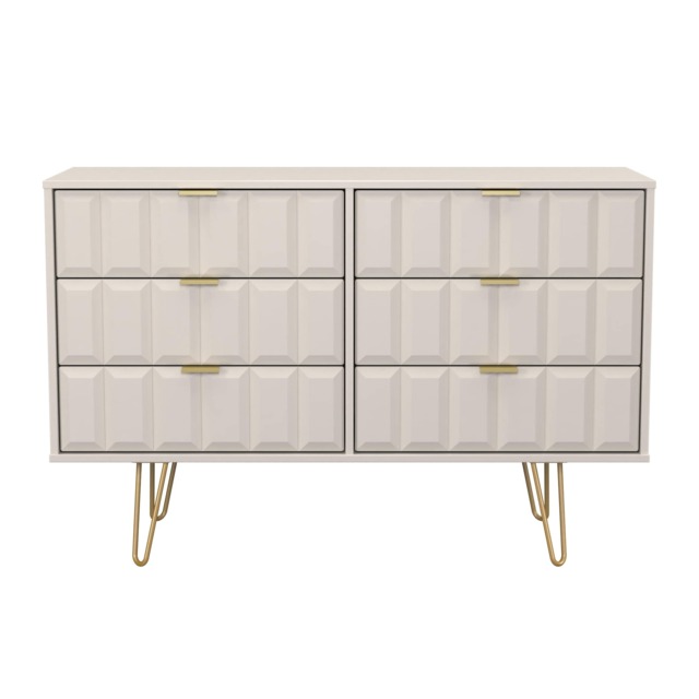 Metro 6 Drawer Wide Chest of Drawers in Kashmir Matt (Ready Assembled) Cream Kashmir Matt