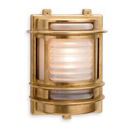 Nautic 1 Light Outdoor Wall Light Brass, Frosted Glass IP64, E27