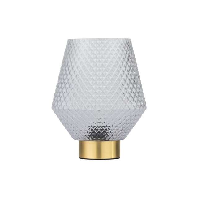 Porter - Battery Operated Satin Brass Lamp with Clear Textured Glass Gold Clear Medium 1