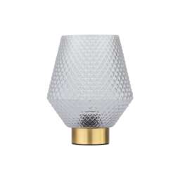 Porter - Battery Operated Satin Brass Lamp with Clear Textured Glass Gold Clear Medium 1