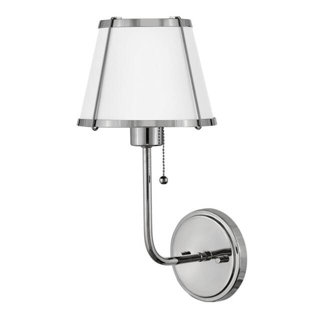 Hinkley Clarke Wall Lamp with Shade Contemporary Polished Nickel, White Metal Shade 1x E27