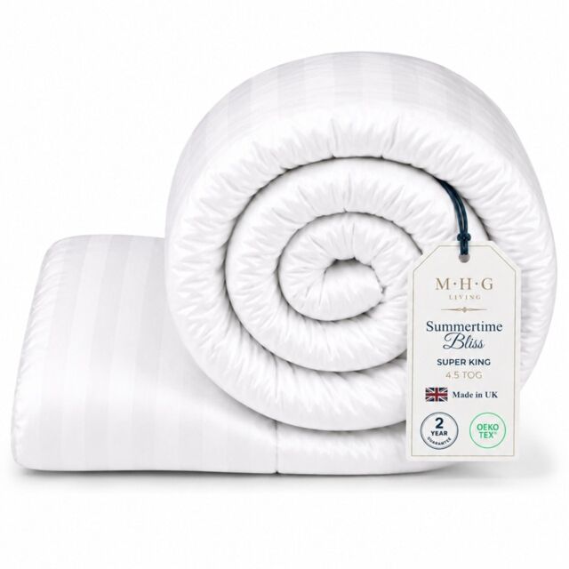 MHG Living 4.5 Tog Summer Duvet – Lightweight Cooling Hollowfibre Quilt for Hot Sleepers White Super King