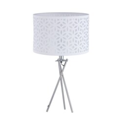 Chrome Tripod Table Lamp with White Laser Cut Shade Chrome White Large 1