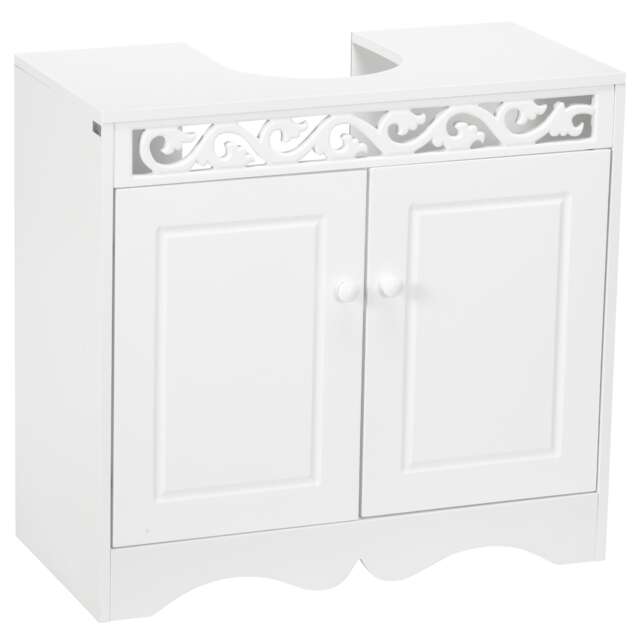 HOMCOM Sink Cabinet Basin Bathroom Cupboard Shelf Storage Unit Furniture White White