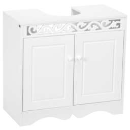 HOMCOM Sink Cabinet Basin Bathroom Cupboard Shelf Storage Unit Furniture White White